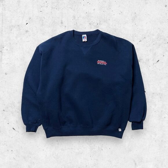 Vtg 90s Russell Athletic Logo Crewneck Sweatshirt, Soft 50/50, V Stitch, XL - Picture 1 of 5